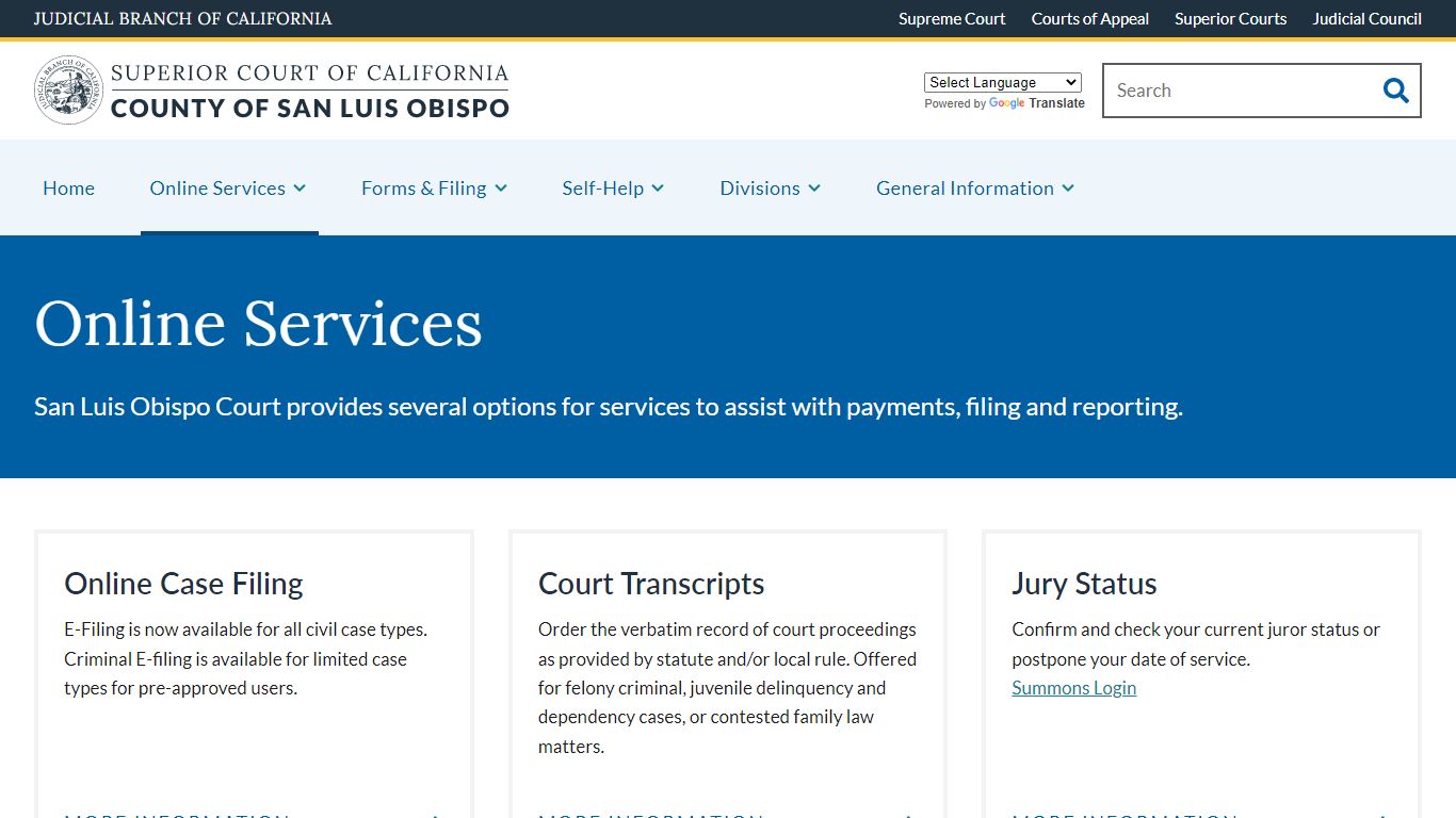 Online Services | Superior Court of California | County of ...